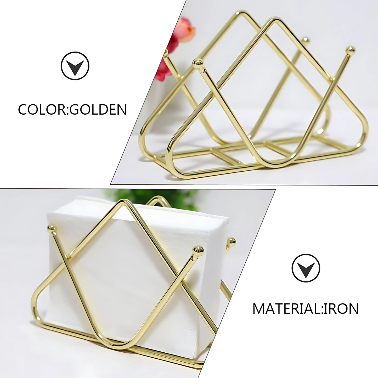 Gold Napkin Holder for Dining Table – Stable Base Tissue Organizer for Kitchen, Office & Restaurant Use