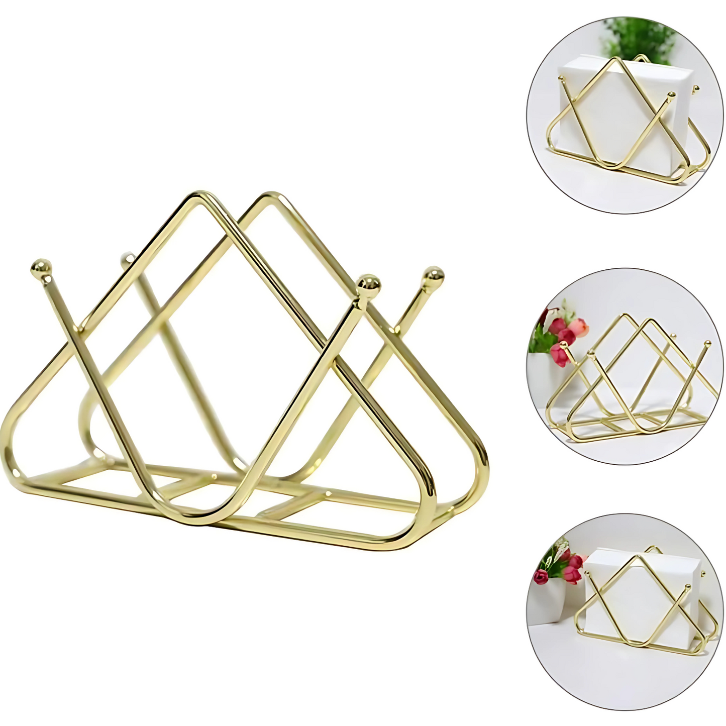 Gold Napkin Holder for Dining Table – Stable Base Tissue Organizer for Kitchen, Office & Restaurant Use