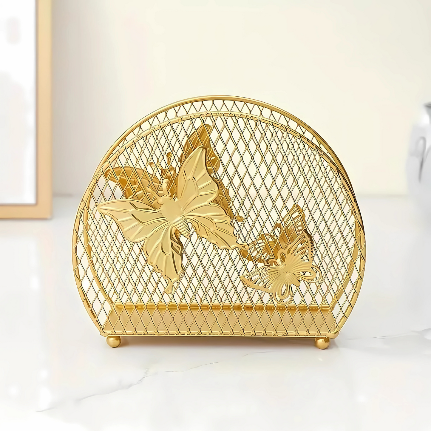 Gold Butterfly Napkin Holder β Stylish Tissue Stand for Dining Table, Kitchen & Office
