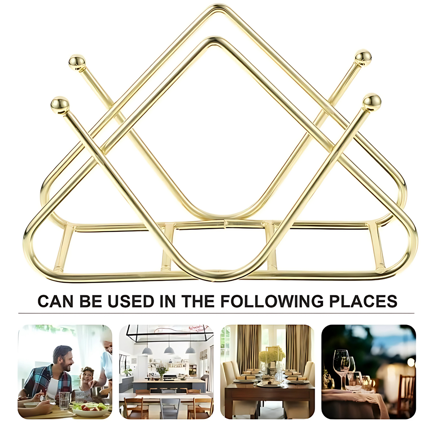 Gold Napkin Holder for Dining Table – Stable Base Tissue Organizer for Kitchen, Office & Restaurant Use