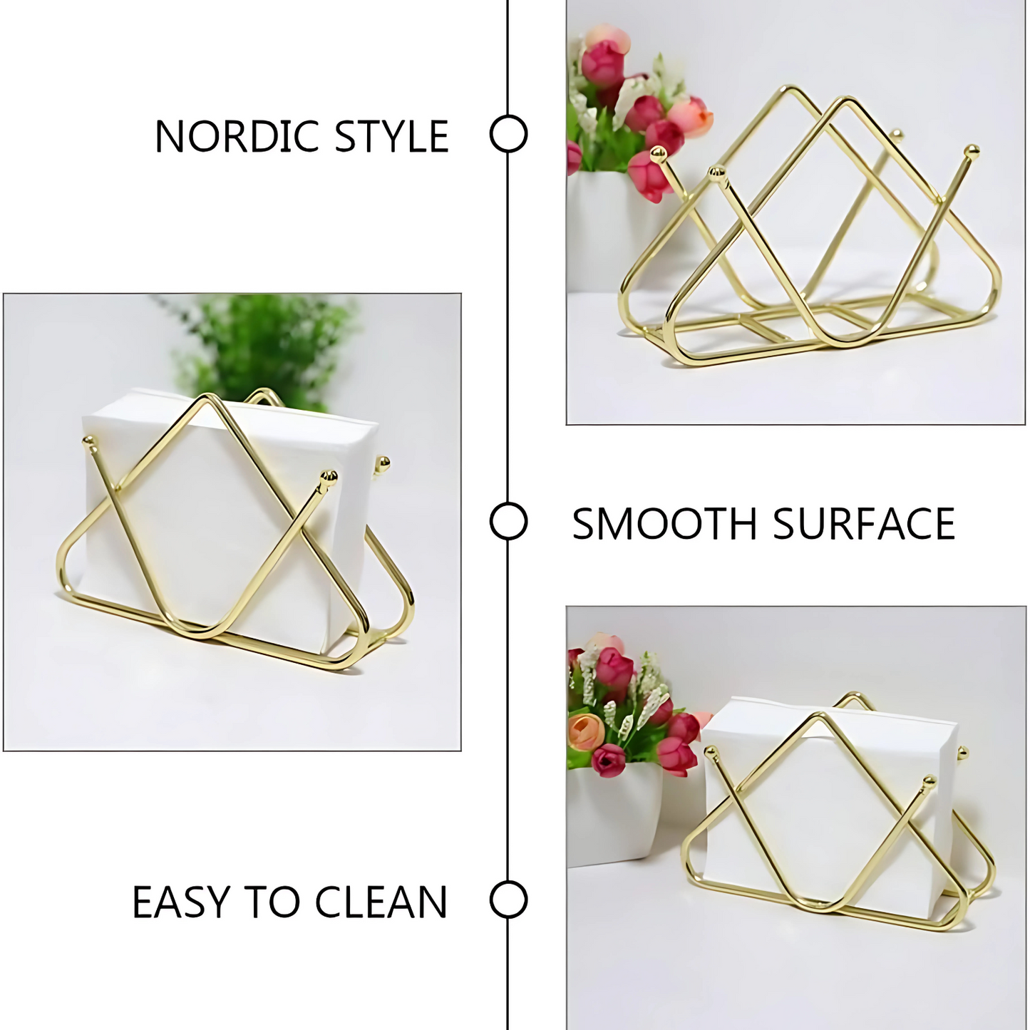 Gold Napkin Holder for Dining Table – Stable Base Tissue Organizer for Kitchen, Office & Restaurant Use