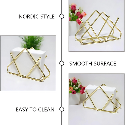 Gold Napkin Holder for Dining Table – Stable Base Tissue Organizer for Kitchen, Office & Restaurant Use