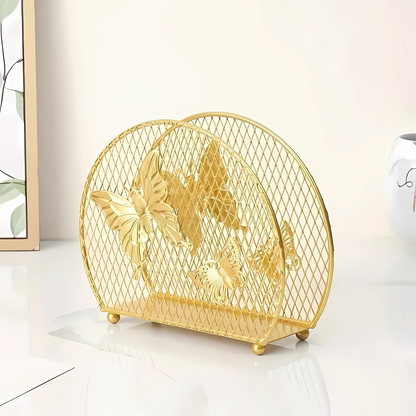 Gold Butterfly Napkin Holder – Stylish Tissue Stand for Dining Table, Kitchen & Office