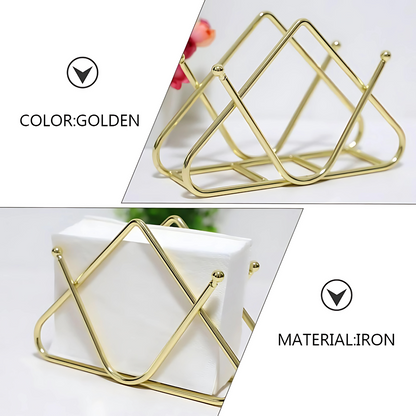 Gold Napkin Holder for Dining Table – Stable Base Tissue Organizer for Kitchen, Office & Restaurant Use