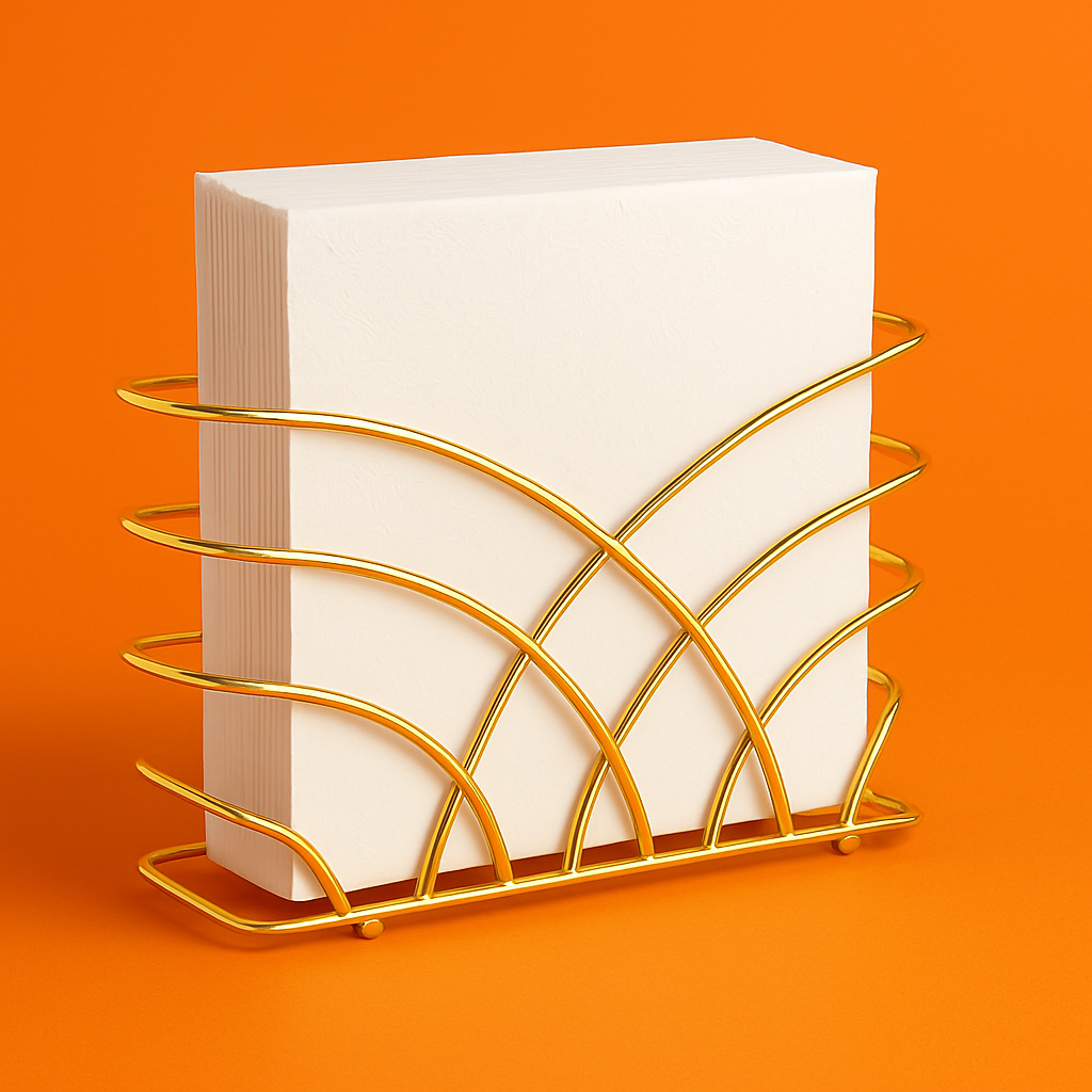 Luxury Arc Gold Napkin Holder – Stylish Tissue Stand for Dining Table & Kitchen
