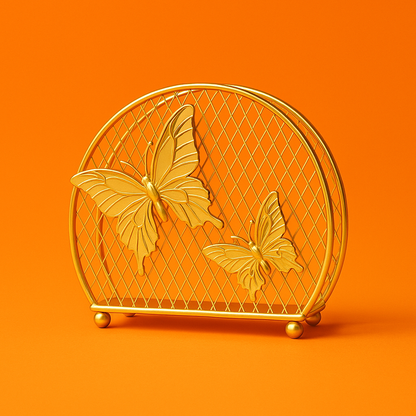 Gold Butterfly Napkin Holder – Stylish Tissue Stand for Dining Table, Kitchen & Office